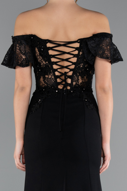 Long Black Dantelle Evening Dress ABU2261