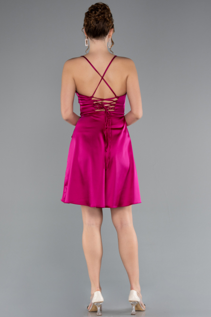 Short Fuchsia Satin Cocktail Dress ABK2366
