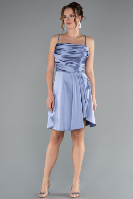 Short Indigo Satin Cocktail Dress ABK2366