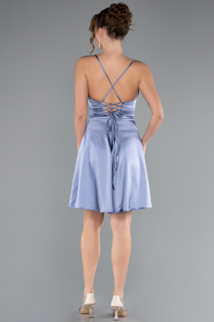 Short Indigo Satin Cocktail Dress ABK2366