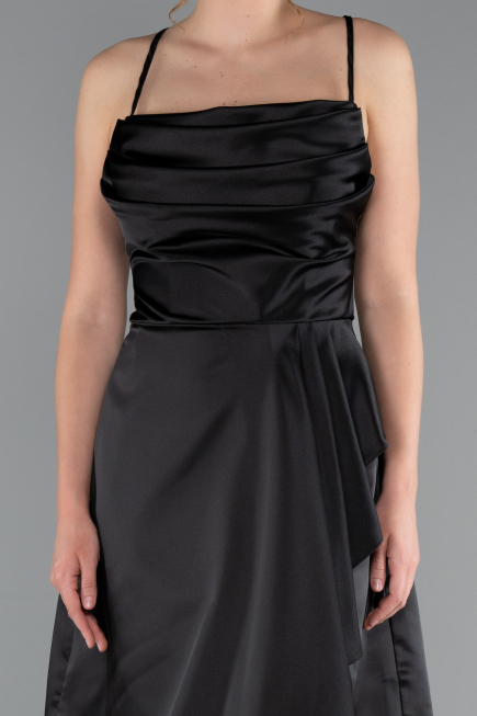Short Black Satin Cocktail Dress ABK2366