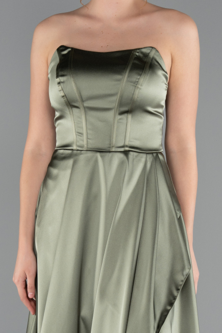 Long Olive Drab Satin Prom Gown ABU5023