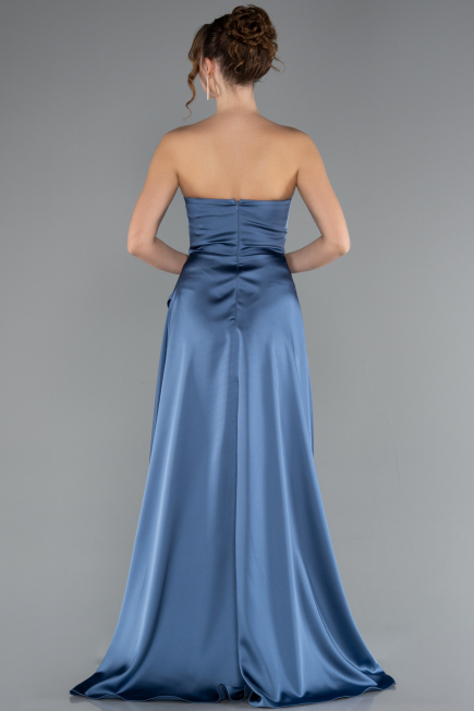 Long Indigo Satin Prom Gown ABU5023