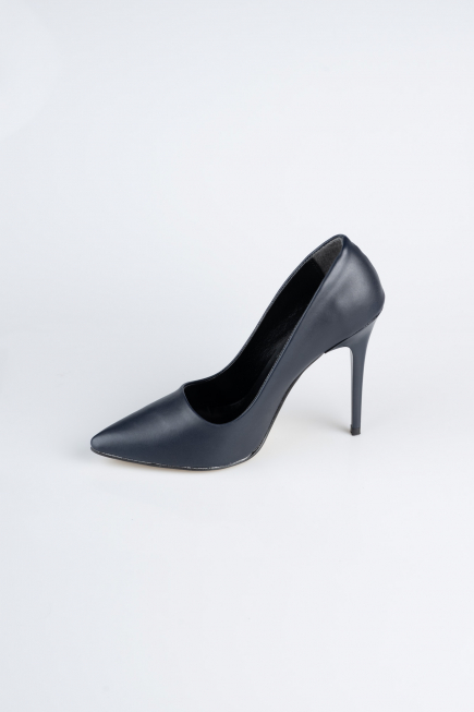 Navy Blue Leather Stiletto AB1140