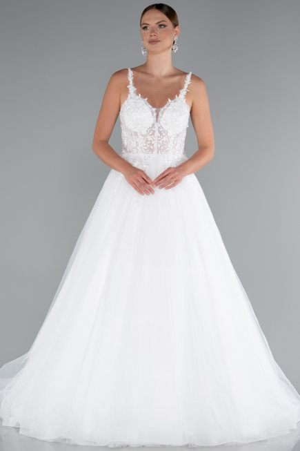 Long White Wedding Dress ABG136