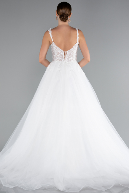 Long White Wedding Dress ABG136