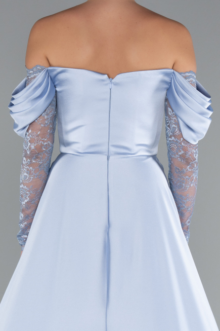 Long Light Blue Satin Evening Dress ABU5054