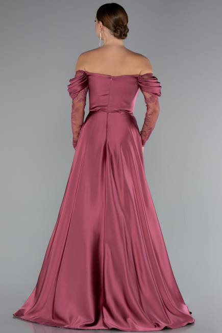 Long Light Brown Satin Evening Dress ABU5054