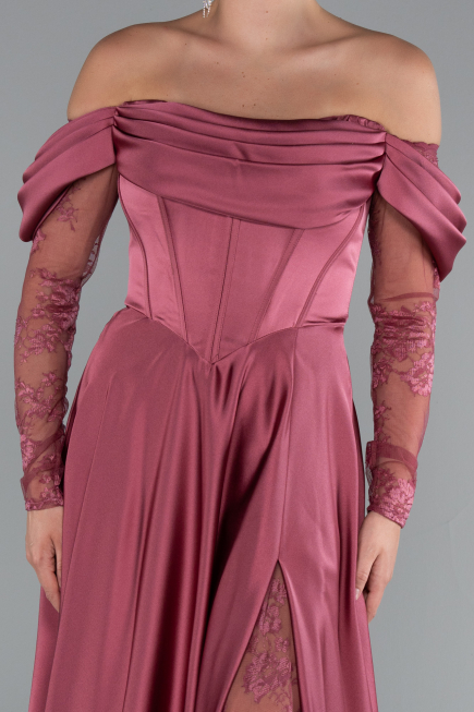 Long Light Brown Satin Evening Dress ABU5054