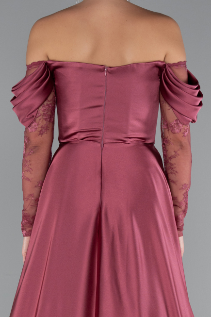 Long Light Brown Satin Evening Dress ABU5054