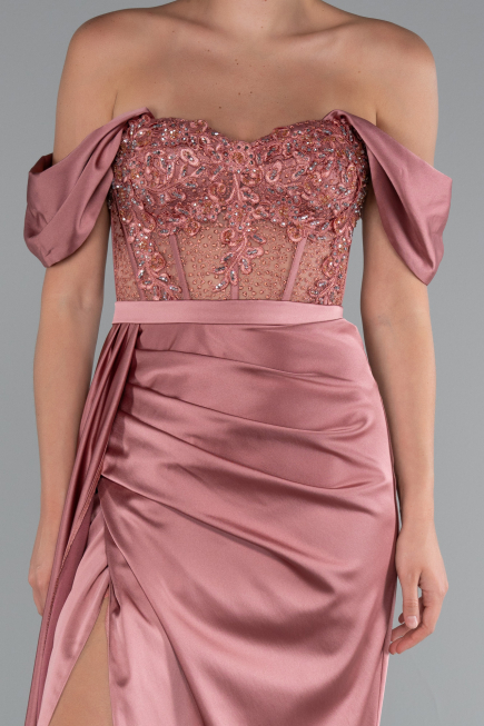 Onion Skin Long Satin Evening Dress ABU5034