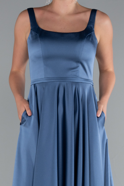 Long Indigo Satin Prom Gown ABU5059