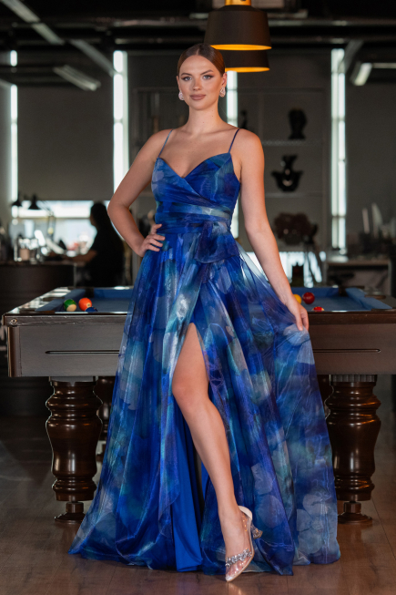 Long Sax Blue Evening Dress ABU5053