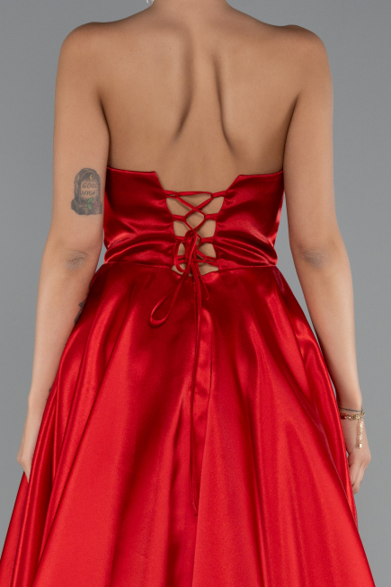 Long Red Satin Evening Dress ABU5064