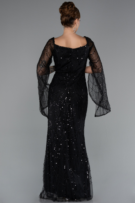 Long Black Beaded Evening Dress ABU5066