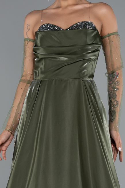 Olive Drab Long Evening Dress ABU3604