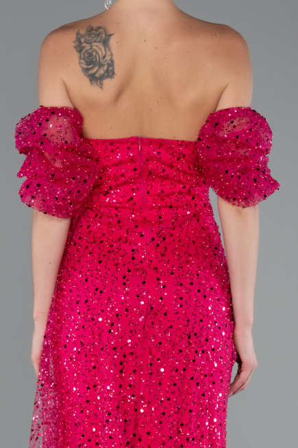 Long Fuchsia Scaly Evening Dress ABU5075