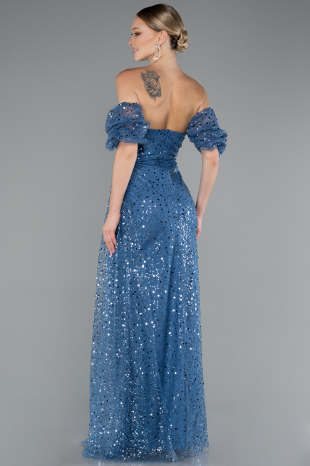 Long Indigo Scaly Evening Dress ABU5075