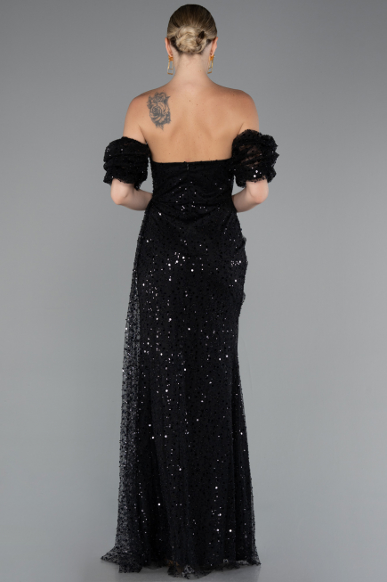 Long Black Scaly Evening Dress ABU5075
