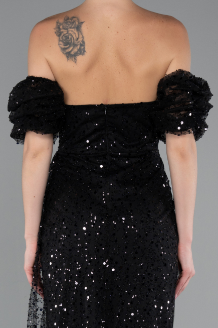 Long Black Scaly Evening Dress ABU5075