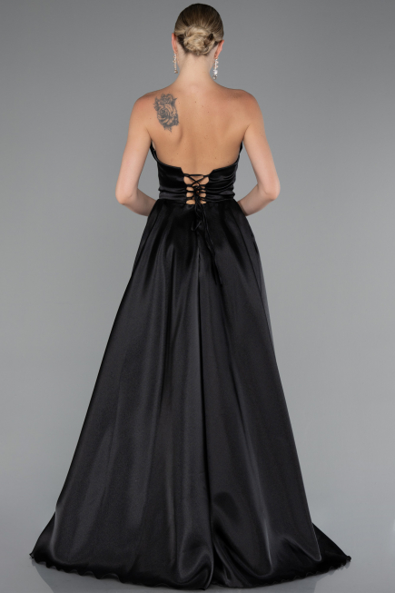 Long Black Satin Evening Dress ABU5064
