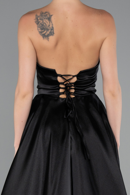 Long Black Satin Evening Dress ABU5064