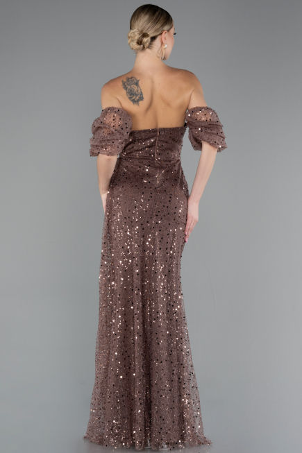 Long Brown Scaly Evening Dress ABU5075