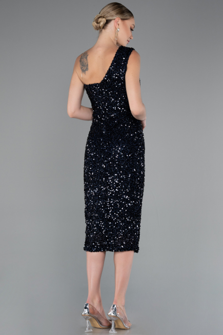 Midi Navy Blue Scaly Party Dress ABK2377