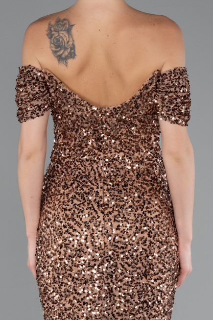 Long Copper Scaly Mermaid Evening Gown ABU4906