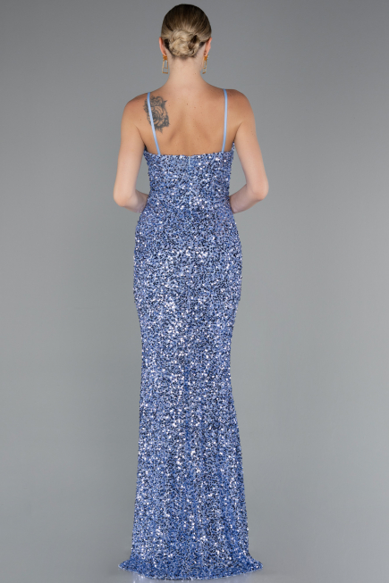 Indigo Strapless Underwire Slit Long Sequin Evening Gown ABU4842