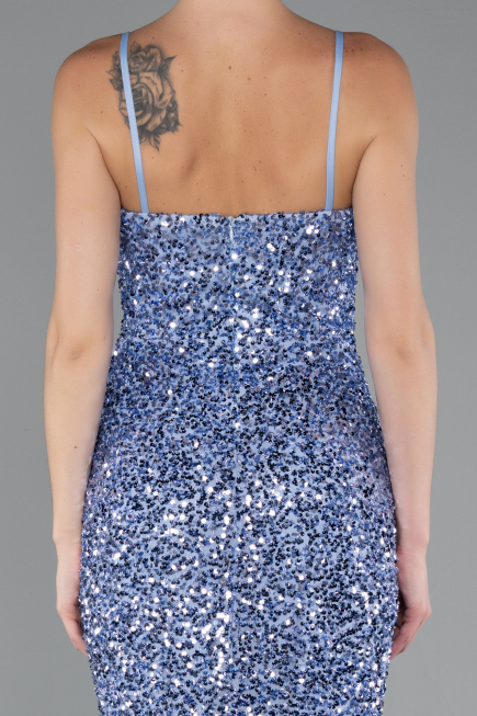 Indigo Strapless Underwire Slit Long Sequin Evening Gown ABU4842