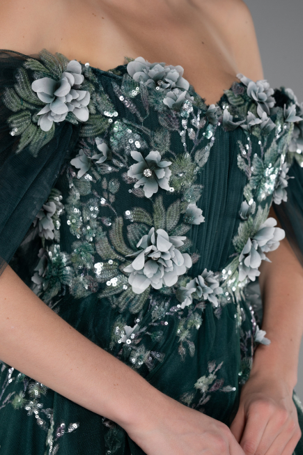 Long Emerald Green Special Design Engagement Dress ABU5074