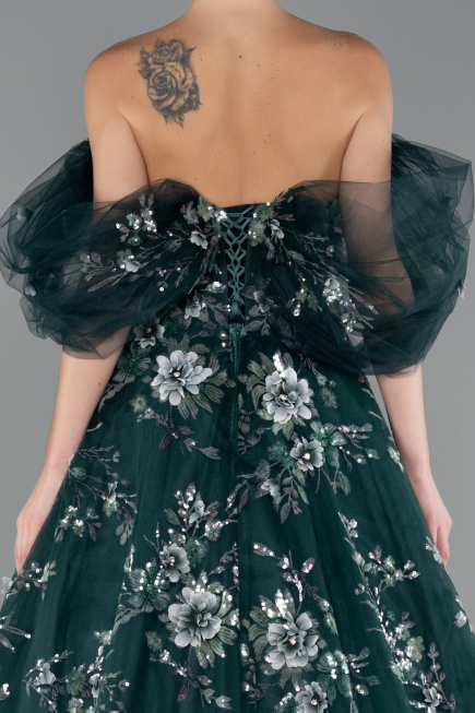 Long Emerald Green Special Design Engagement Dress ABU5074