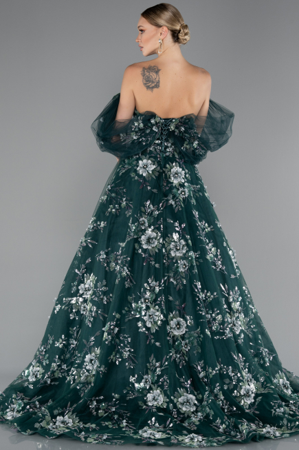 Long Emerald Green Special Design Engagement Dress ABU5074