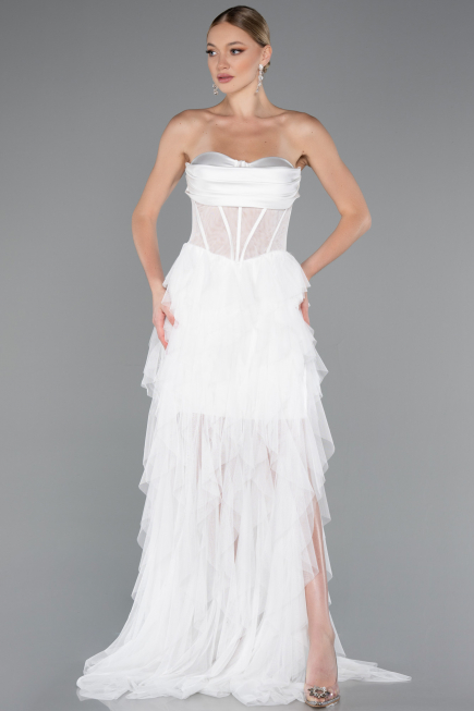Long White Evening Dress ABU5071