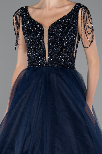 Long Navy Blue Designer Evening Dress ABU5019