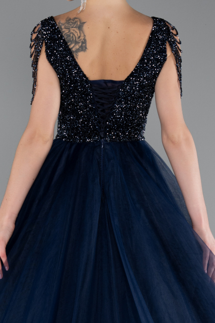 Long Navy Blue Designer Evening Dress ABU5019