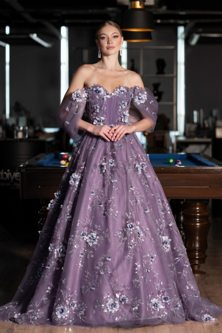 Long Lavender Special Design Engagement Dress ABU5074