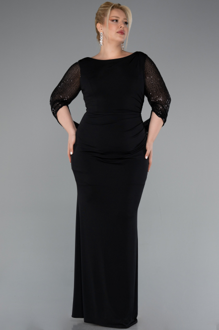 Long Black Plus Size Evening Dress ABU5078