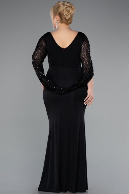 Long Black Plus Size Evening Dress ABU5078