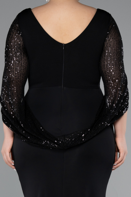 Long Black Plus Size Evening Dress ABU5078
