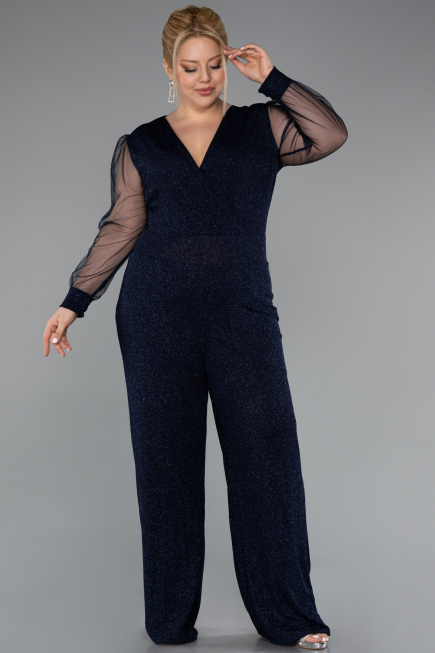 Long Navy Blue Plus Size Cocktail Dress ABT131