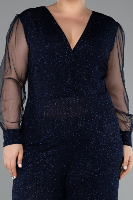 Long Navy Blue Plus Size Cocktail Dress ABT131
