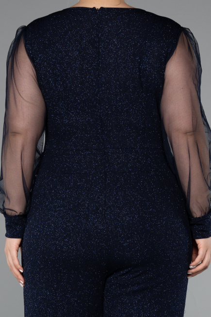 Long Navy Blue Plus Size Cocktail Dress ABT131