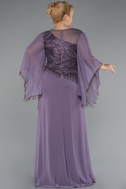 Long Lavender Chiffon Plus Size Evening Gown ABU5093
