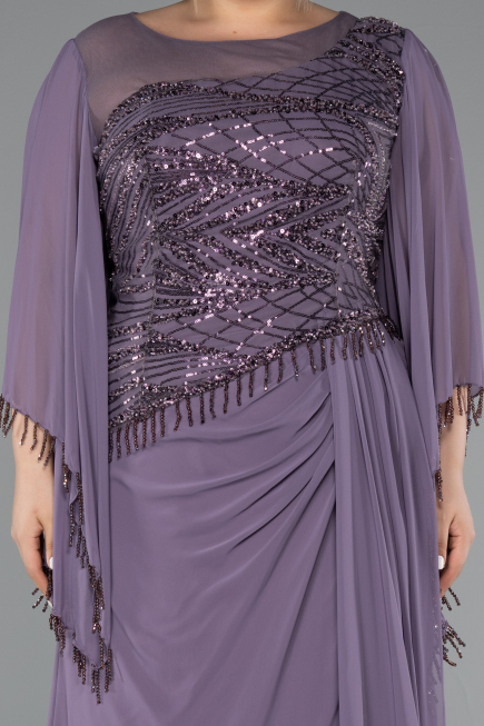 Long Lavender Chiffon Plus Size Evening Gown ABU5093
