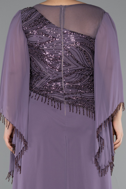 Long Lavender Chiffon Plus Size Evening Gown ABU5093