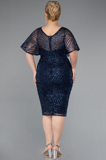 Midi Navy Blue Plus Size Cocktail Dress ABK2372