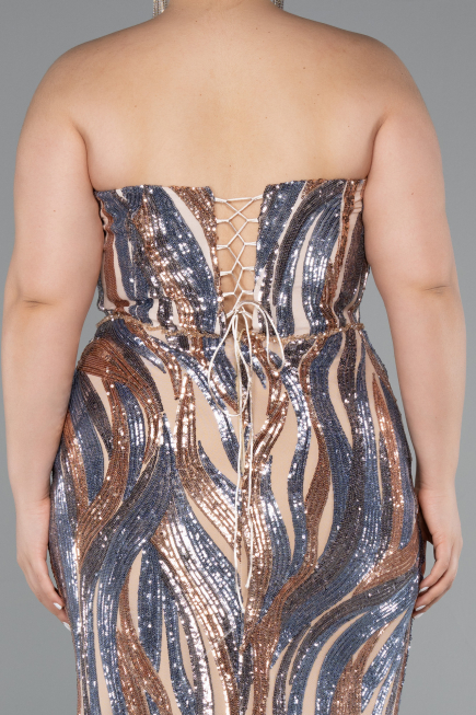 Long Gold Plus Size Evening Dress ABU5025