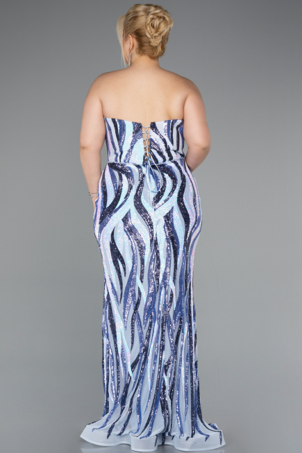 Long Blue Plus Size Evening Dress ABU5025